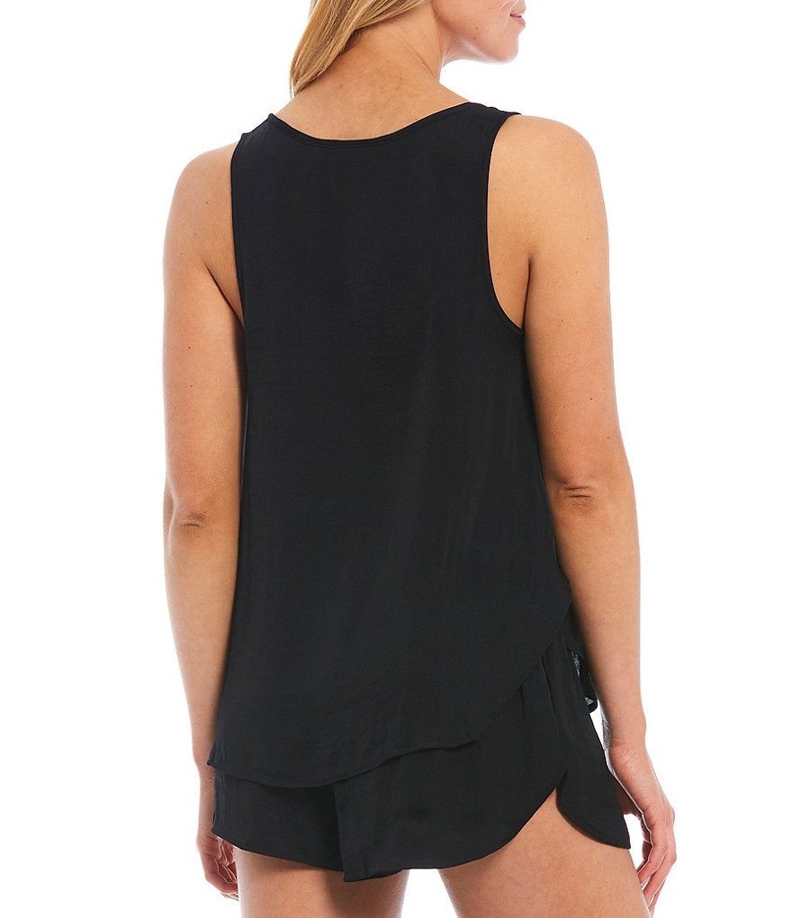 VAN WINKLE & CO. Solid Woven Scoop Neck Satin Coordinating Sleep Tank