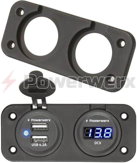 Powerwerx PanelPlate2 Two Hole Panel Mounting Plate for PanelUSB, PanelCIG, PanelDVM and Other Compatible Panel Mount Products