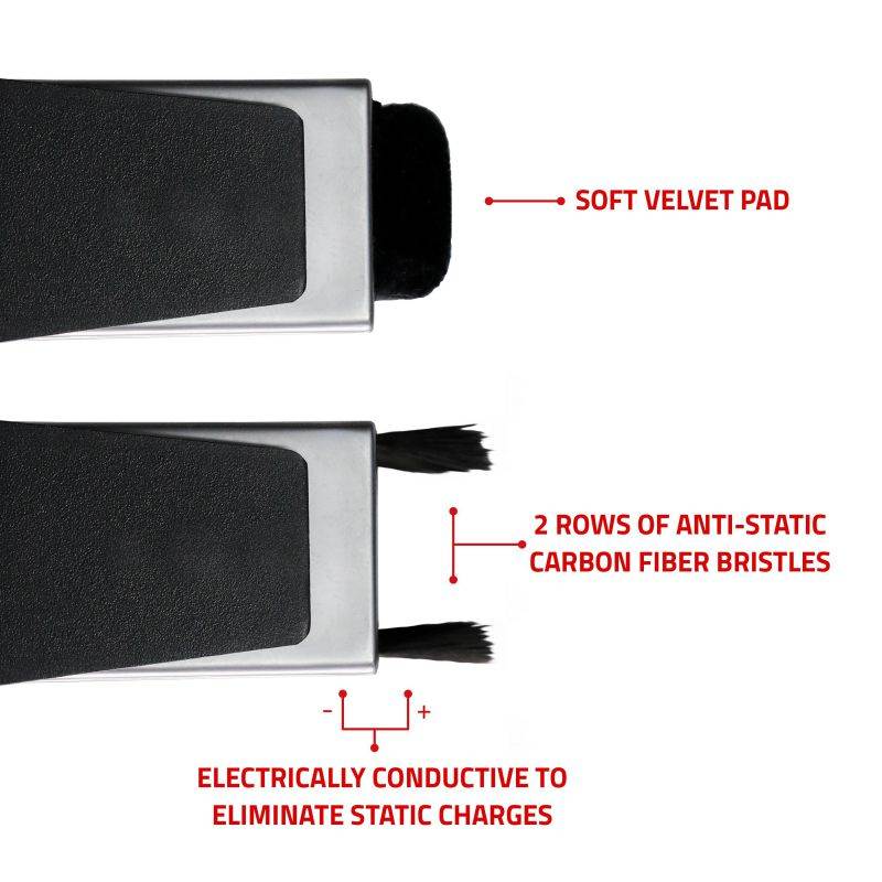 Fluance Vinyl Record & Stylus Cleaning Kit with 2-in-1 Anti-static Carbon Fiber & Soft Velvet LP Brush and Stylus Brush (VB52)