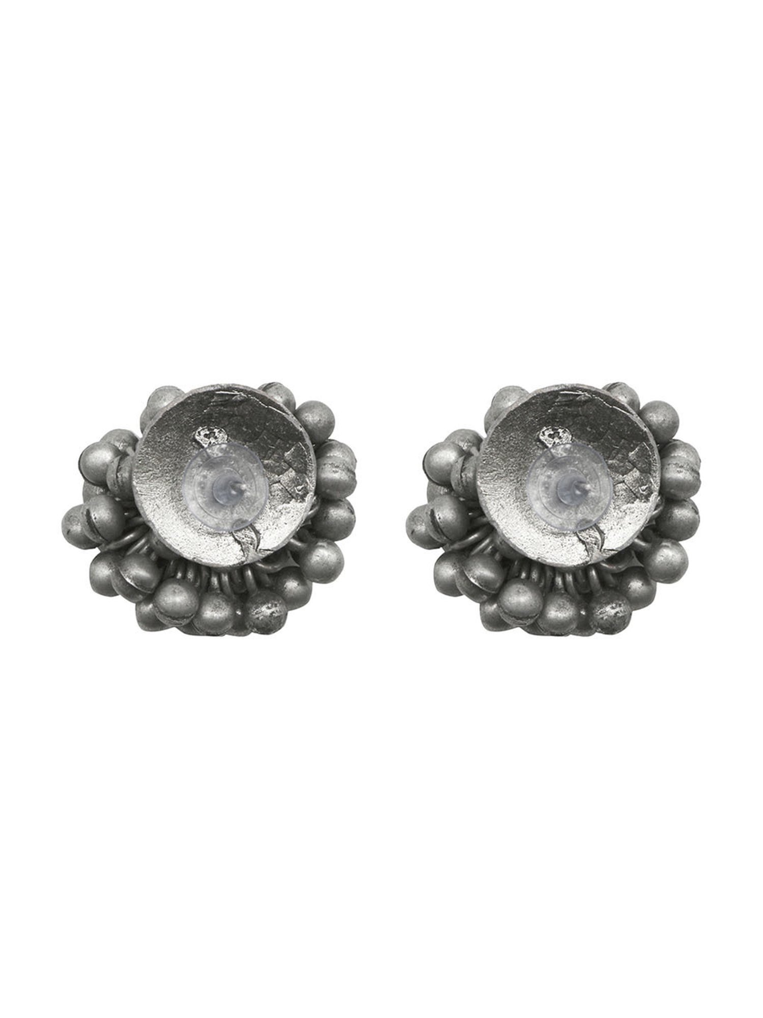 Teejh Trisha Ghungroo Silver Oxidized Stud Earrings