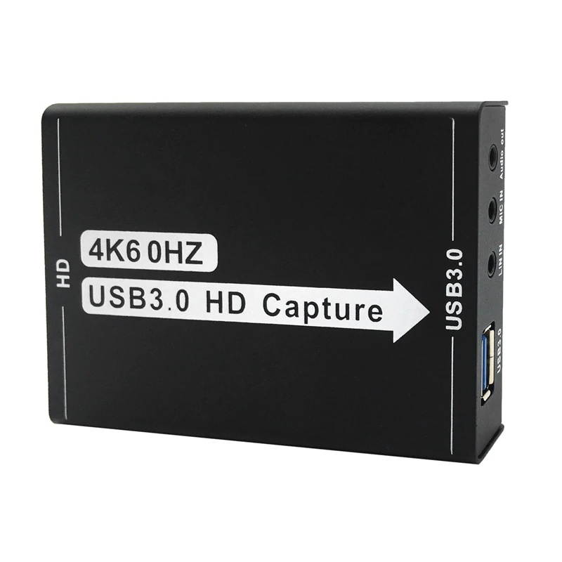 USB3.0 Capture Card, 4K HDMI to USB Driver-Free Game Broadcaster Microphone HD Video 1080P Capture Card