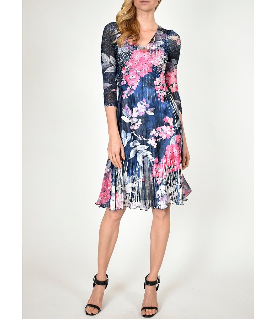 Marina Sequin Lace Round Neck 3/4 Sleeve Sheath Dress