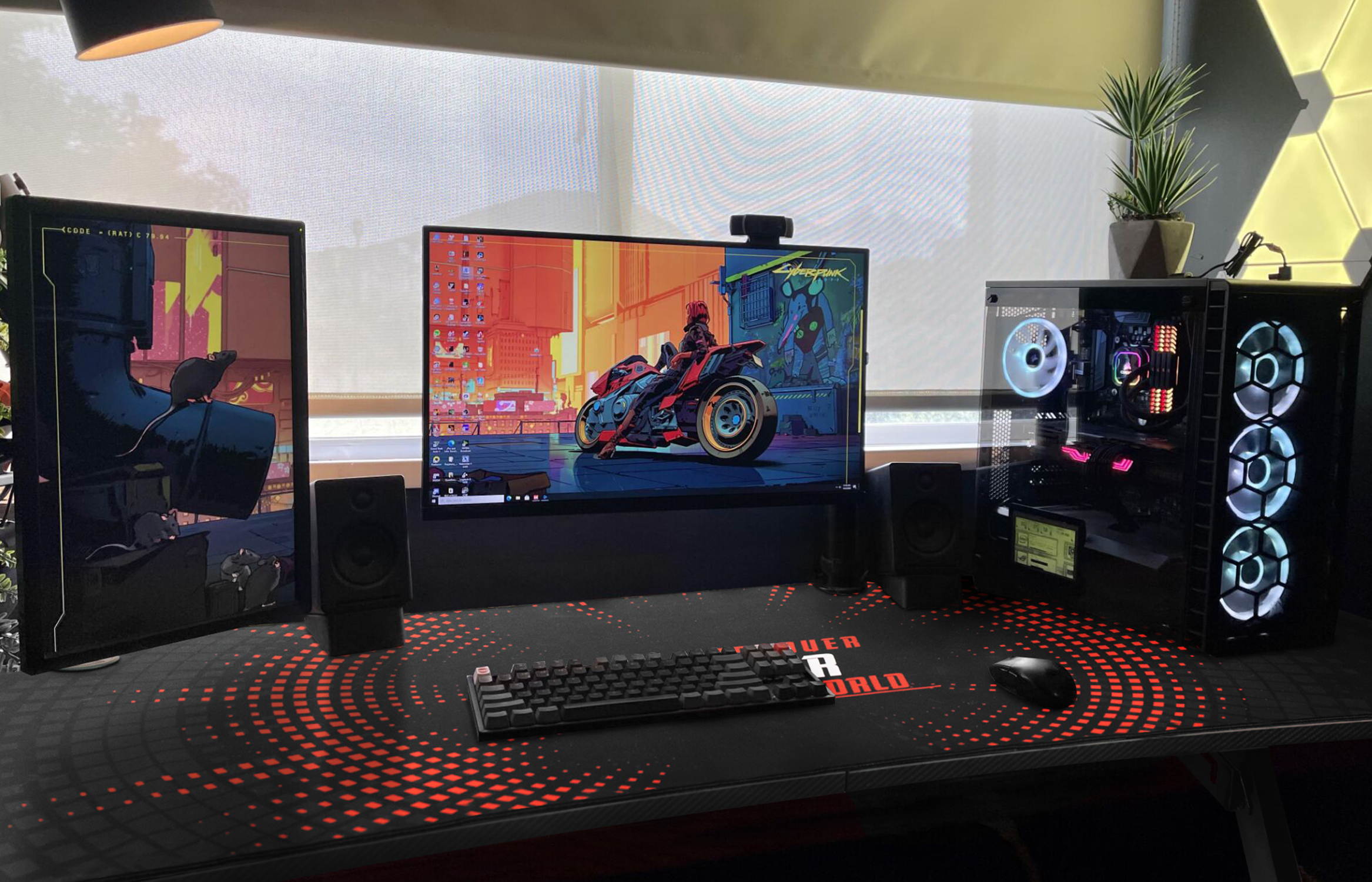 Devoko Gaming Desk 63 Inch Computer Gaming Desk Z-Shaped Pc Gaming Desk with Carben Fiber Surface Gamer Desk with Free Mouse Pad Home Office Desk with Cup Holder and Headphone Hook (Red)