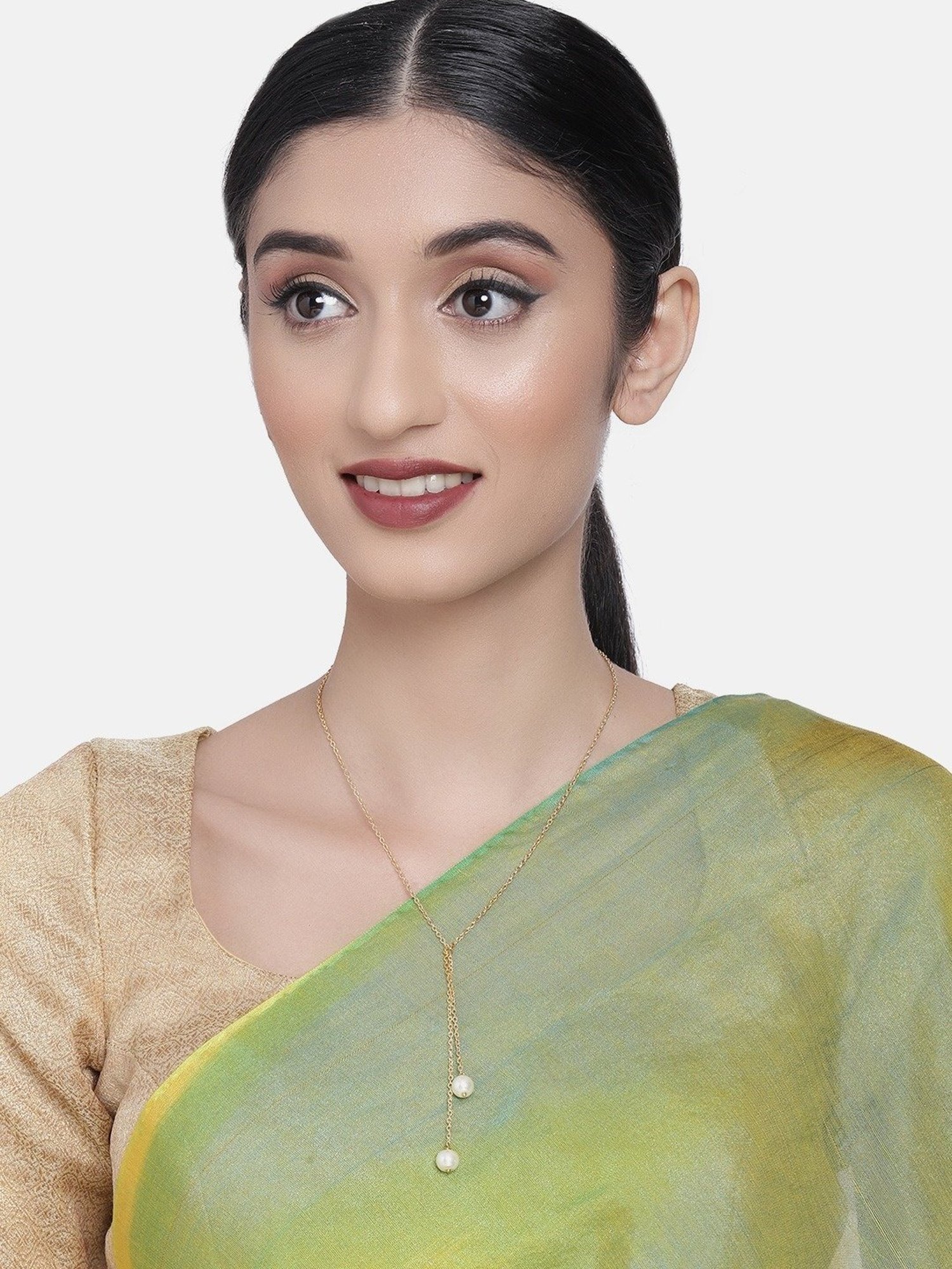 Zaveri Pearls Gold Tone Long Party Bling Contemporary Pearls Chain-ZPFK10320