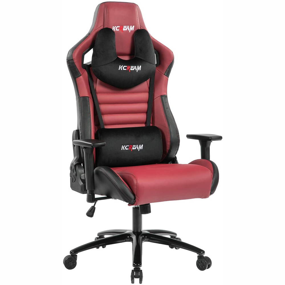 KCREAM PU Big and Tall Ergonomic Gaming Chair, Adjustable High Back Swivel Computer Chair Headrest Lumbar Support 400lbs Reclining Office Desk Chair for Adlut