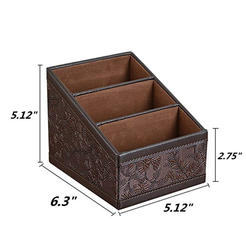 PU Leather Remote Control Holder Storage Container for TV Remote Phone Caddy Eyeglasses