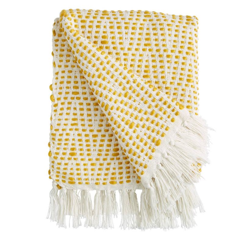 50"x60" Tufted Throw Blanket Ochre/Yellow - Patina Vie