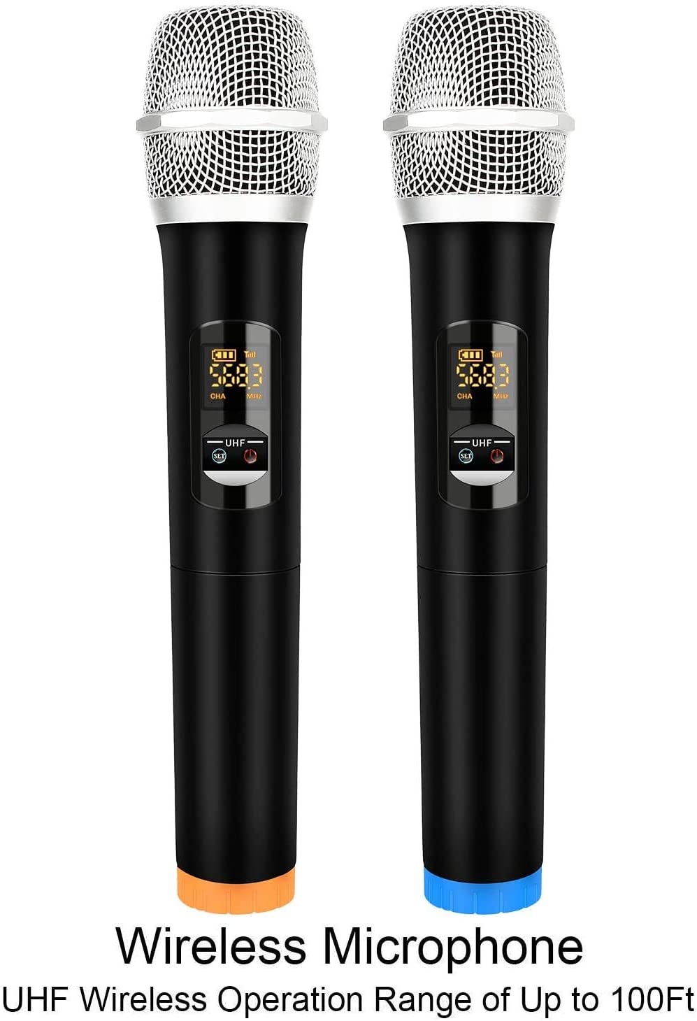 Portable Karaoke Microphone Mixer System Set, with Dual UHF Wireless Mic, HDMI & AUX in/Out for Karaoke, Home Theater, Amplifier, Speaker