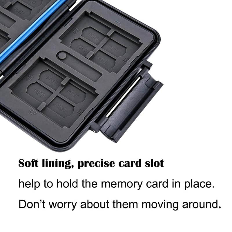 SD Card Holder SD Card Case with Carabiner Memory Card Case for 16 SD Cards 8 SD Cards 4 CF CardsWaterResistant AntiShock