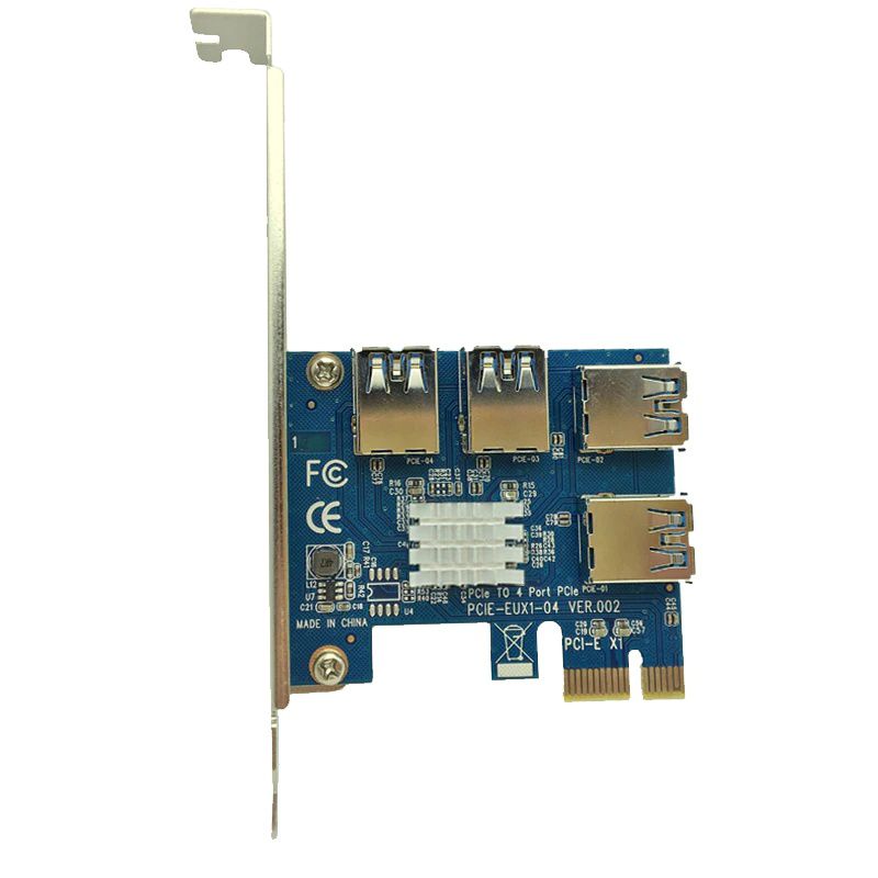 Hot Sale PCIE PCI-E PCI Express 1X to 16X Riser Card 1 to 4 USB3.0 Multiplier Hub Adapter For Bitcoin Mining Miner Mining Device
