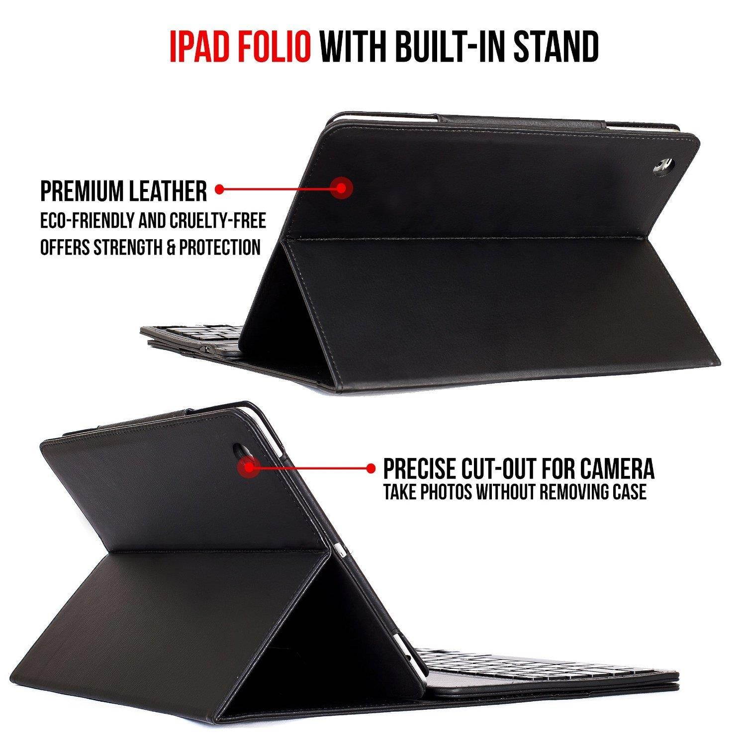 iPad Mini Keyboard Case, Alpatronix KX101 PU Leather Folio Smart Cover w/Detachable Bluetooth Wireless Keyboard, Auto Wake/Sleep & Stand Compatible for 2019 iPad Mini 5 (5th Gen), 4, 3, 2, 1 - Black