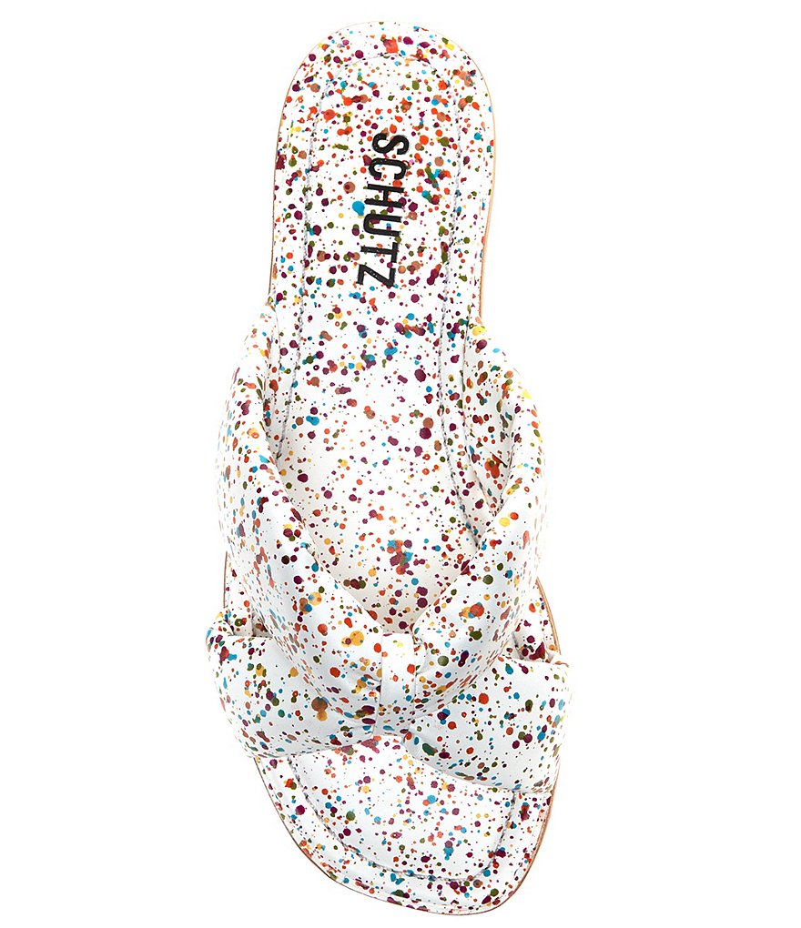 Schutz Fairy Splatter Print Leather Sandals