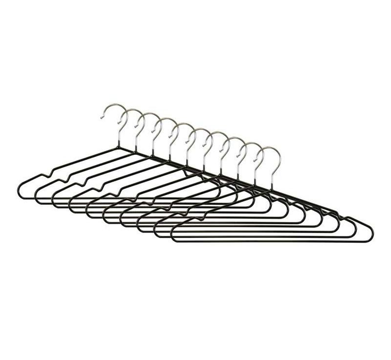 Home Basics Chrome Hangers, (Pack of 10), Black PVC Coated