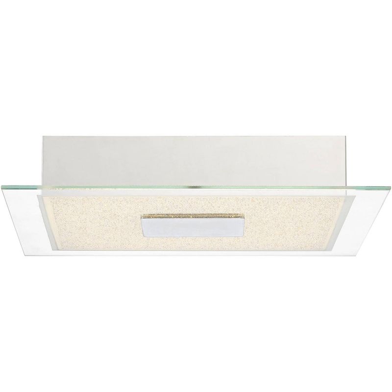 Possini Euro Design Modern Ceiling Light Flush Mount Fixture LED Chrome 13 3/4" Wide Crystal Sand for Bedroom Kitchen Living Room
