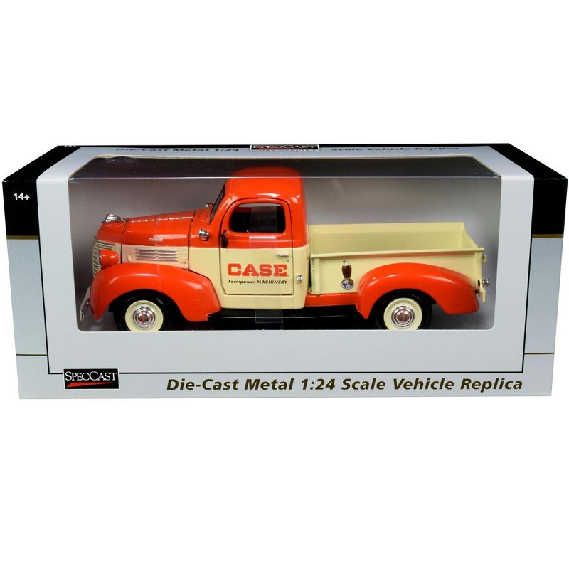 1941 Plymouth Pickup Truck "Case" Orange and Yellow 1/24 Diecast Model Car by SpecCast