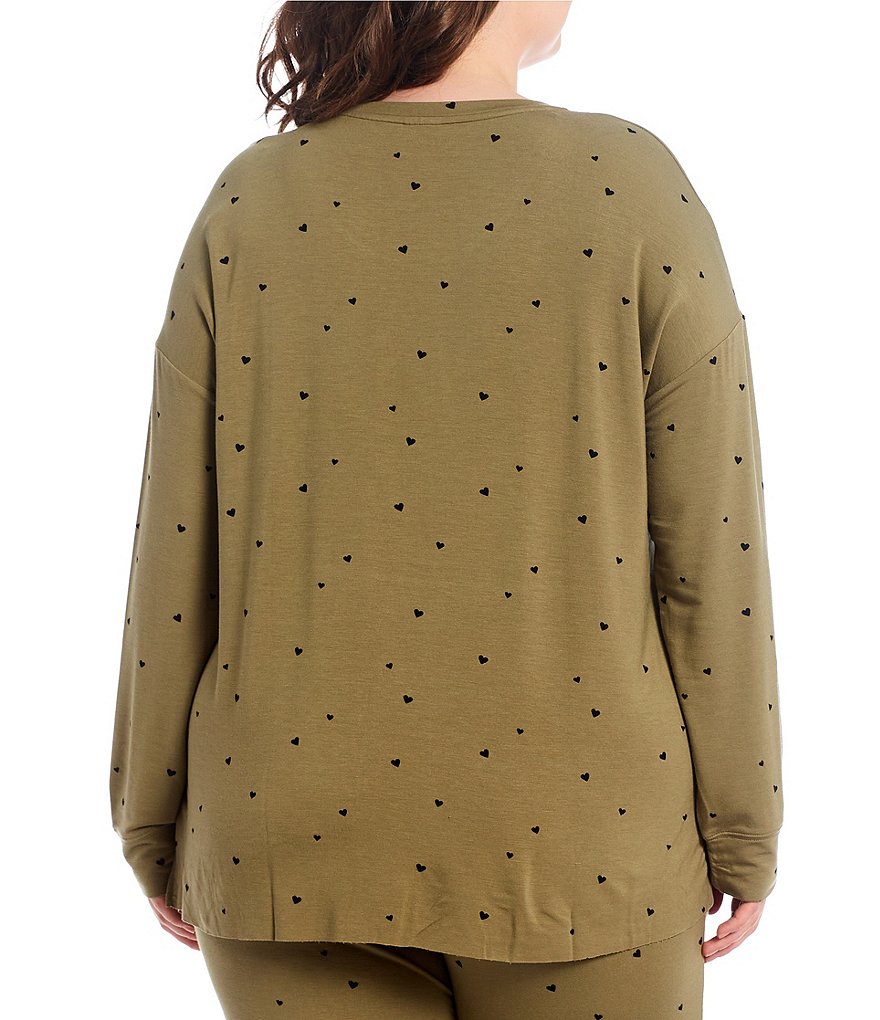 Jasmine & Ginger Heart Print French Terry Lounge Coordinating Sweatshirt