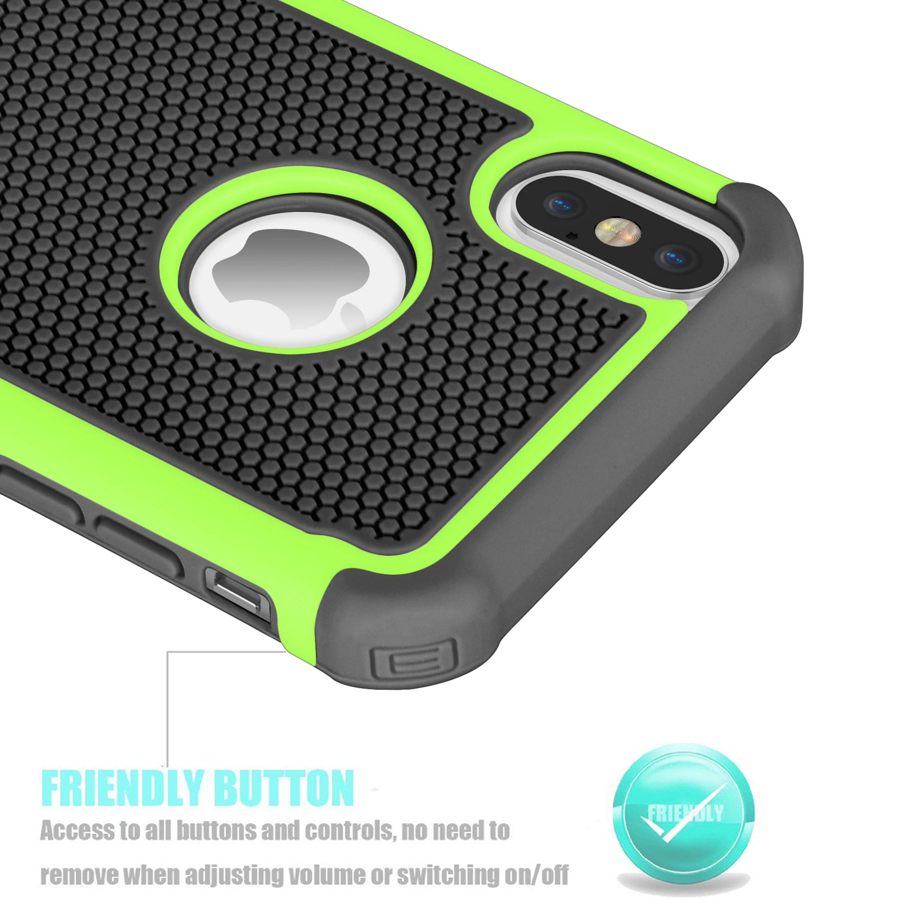 iPhone X Case, iPhone X Cute Case, Tekcoo [Tmajor] Shock Absorbing [Turquoise] Rubber Silicone & Plastic Scratch Resistant Bumper Grip Rugged Hard Cases Cover for Apple iPhone X (5.8 inch)