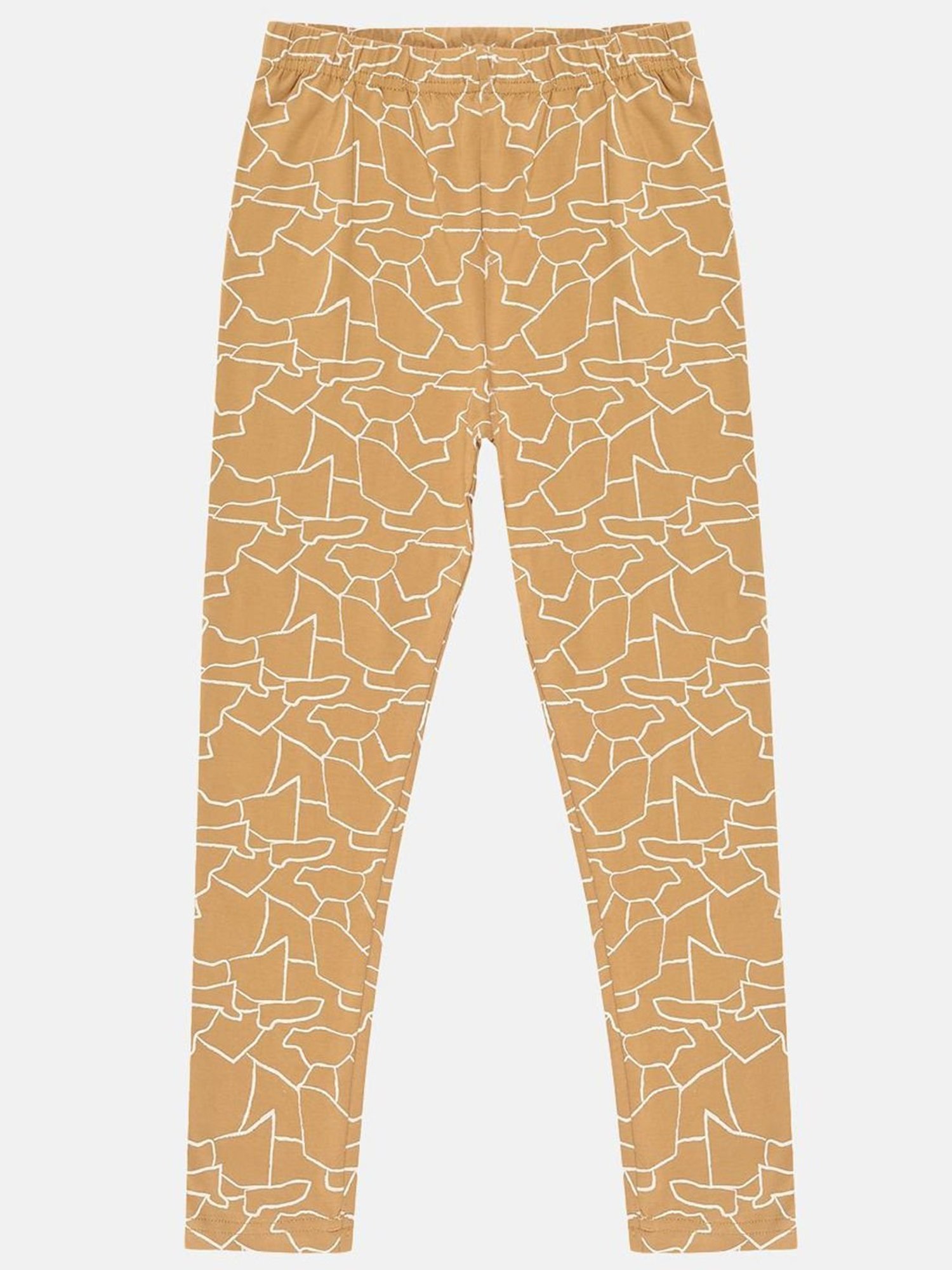 Kiddopanti Girls Brown & White Printed Leggings