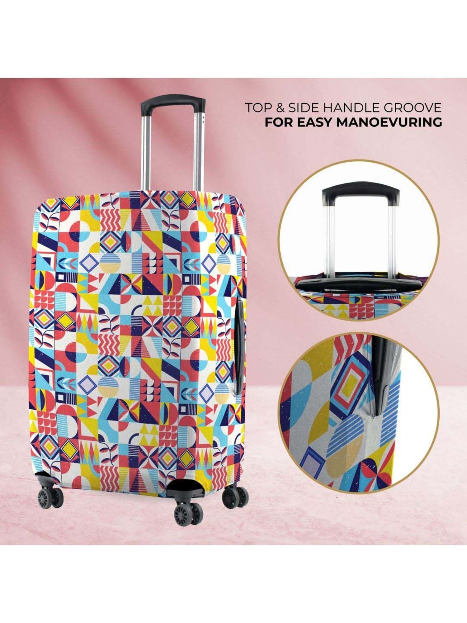 Nasher Miles Polyester 55 cm (20 Inch) Small Protective Luggage Cover - Block Design