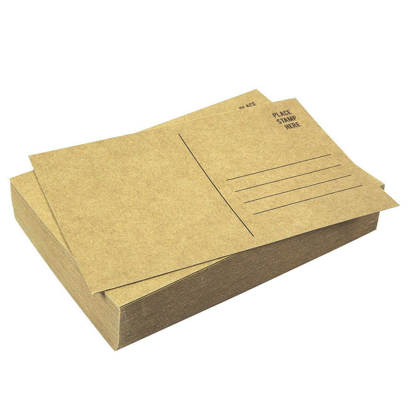 Set of 50 Brown Kraft Paper Blank Postcards Pack - Self Mailer Mailing Side Postcards 50 Pack Postage Saver - 4 x 6 inches