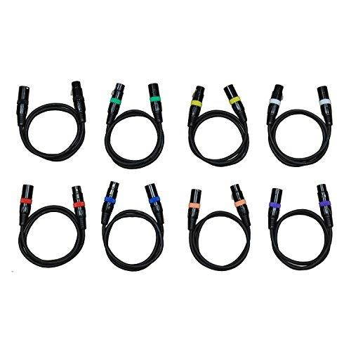 audio 2000s e02103e8 xlr male to female 3 feet microphone cable 8 pack