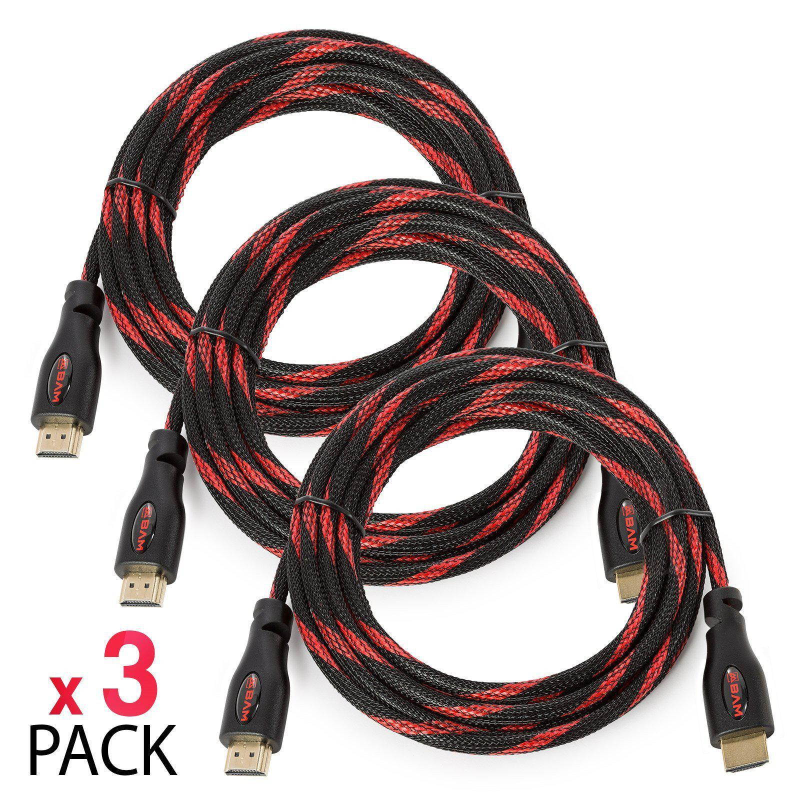 bam 3 pack high speed 4k hdmi cables  10 long