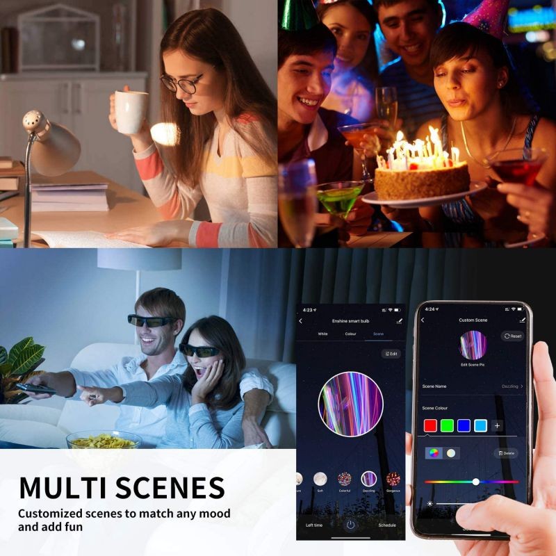 Smart Light Bulbs, Alexa Light Bulb, Smart Bulbs that Work with Alexa & Google Assistant, WiFi Light Bulbs A19 Daylight (5000K) No Hub Required, 800LM 60W Equivalent High CRI>90, 2 Pack