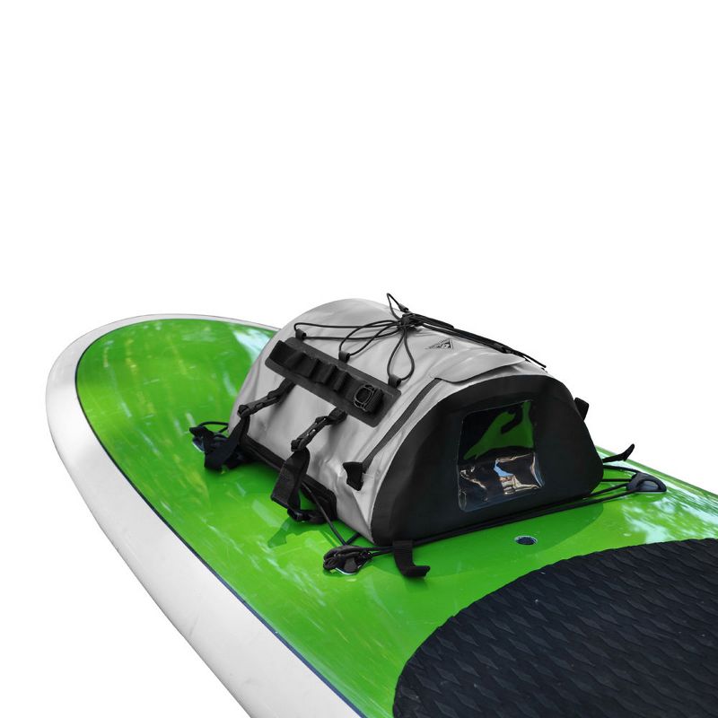 Seattle Sports 056124 15.7 Liter Spacious Capacity Heavy Duty Deluxe Kayak Waterproof Deck Bag with Zippered Opening and Buckled Tie Downs, Silver