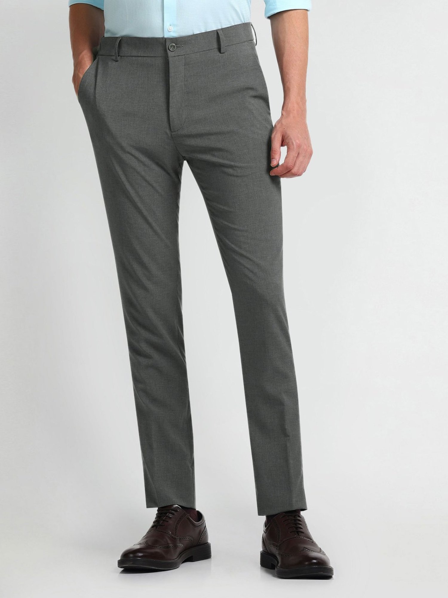 Arrow New York Olive Slim Fit Self Pattern Trousers