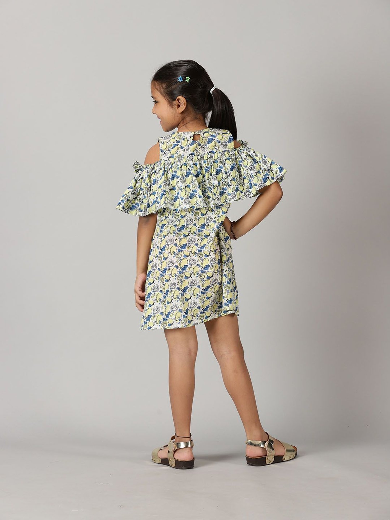 Kiddopanti Kids White Printed Dress