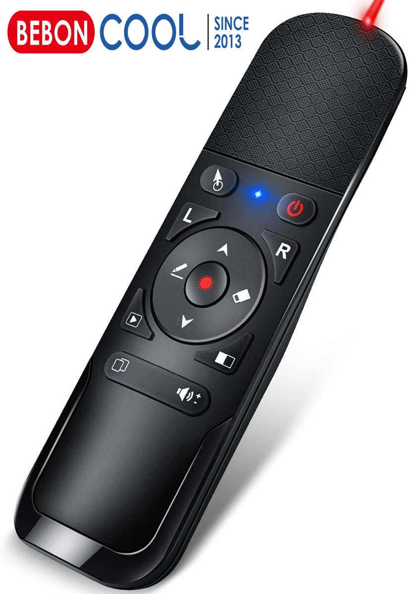 BEBONCOOL air mouse presenter, Wireless Presenter USB Powerpoint Clicker, RF 2.4 GHz Presentation Remote Control Clicker for powerpoint presentations Support Mac, Laptop, Computer