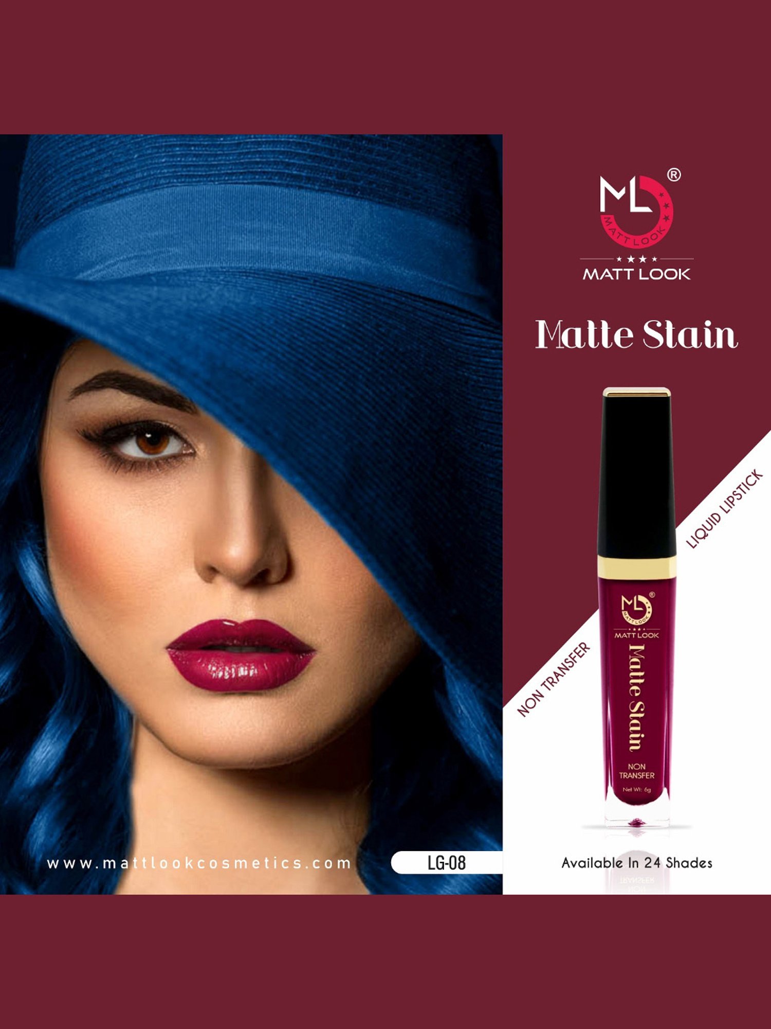 Matt Look Matte Stain Non Transfer Liquid Lipstick 12 Pink Blossom - 6 gm