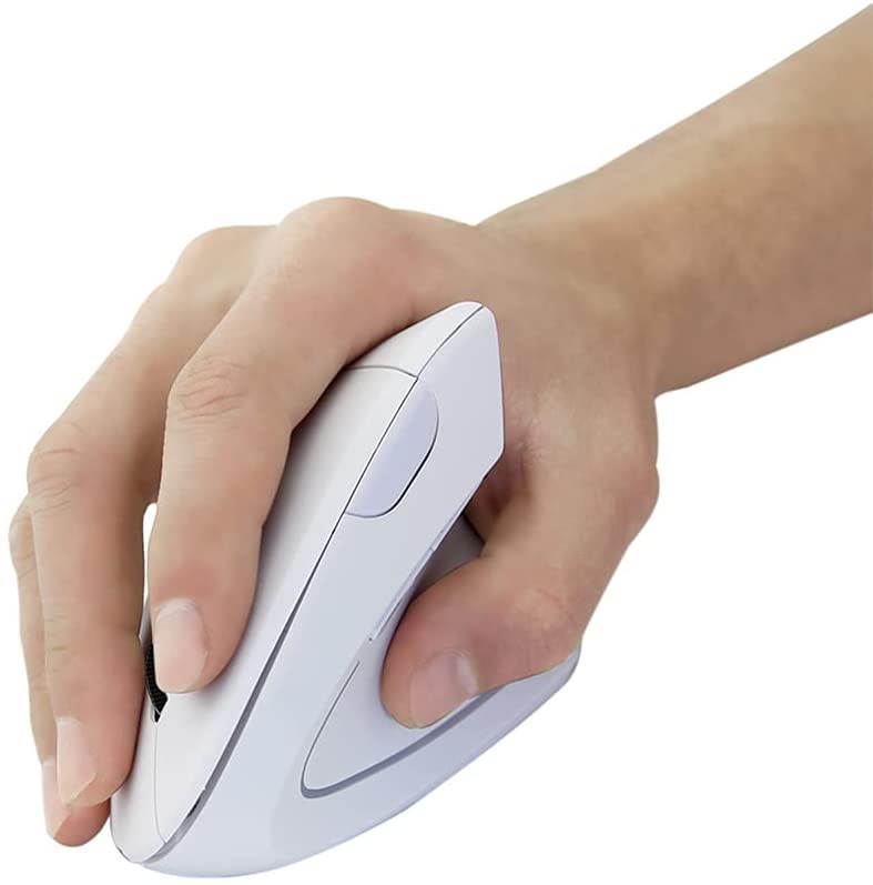 2.4G Wireless Mouse Vertical Design Optical Mouse with USB Receiver 6 Buttons for PC Laptops White