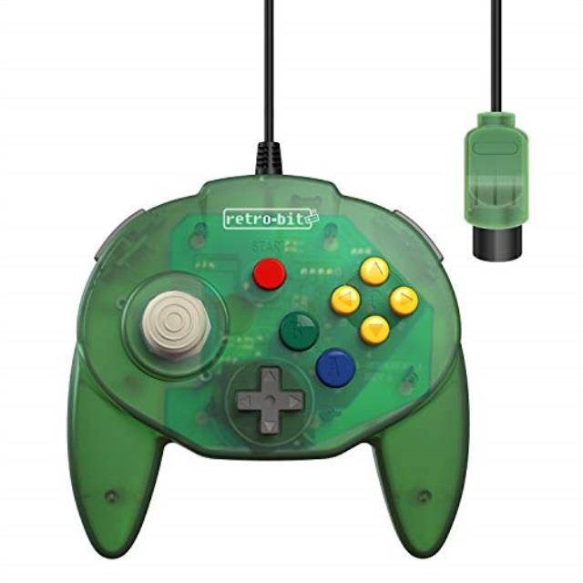 Retro-Bit Tribute 64 Controller for Nintendo N64 - Original Port - Forest Green