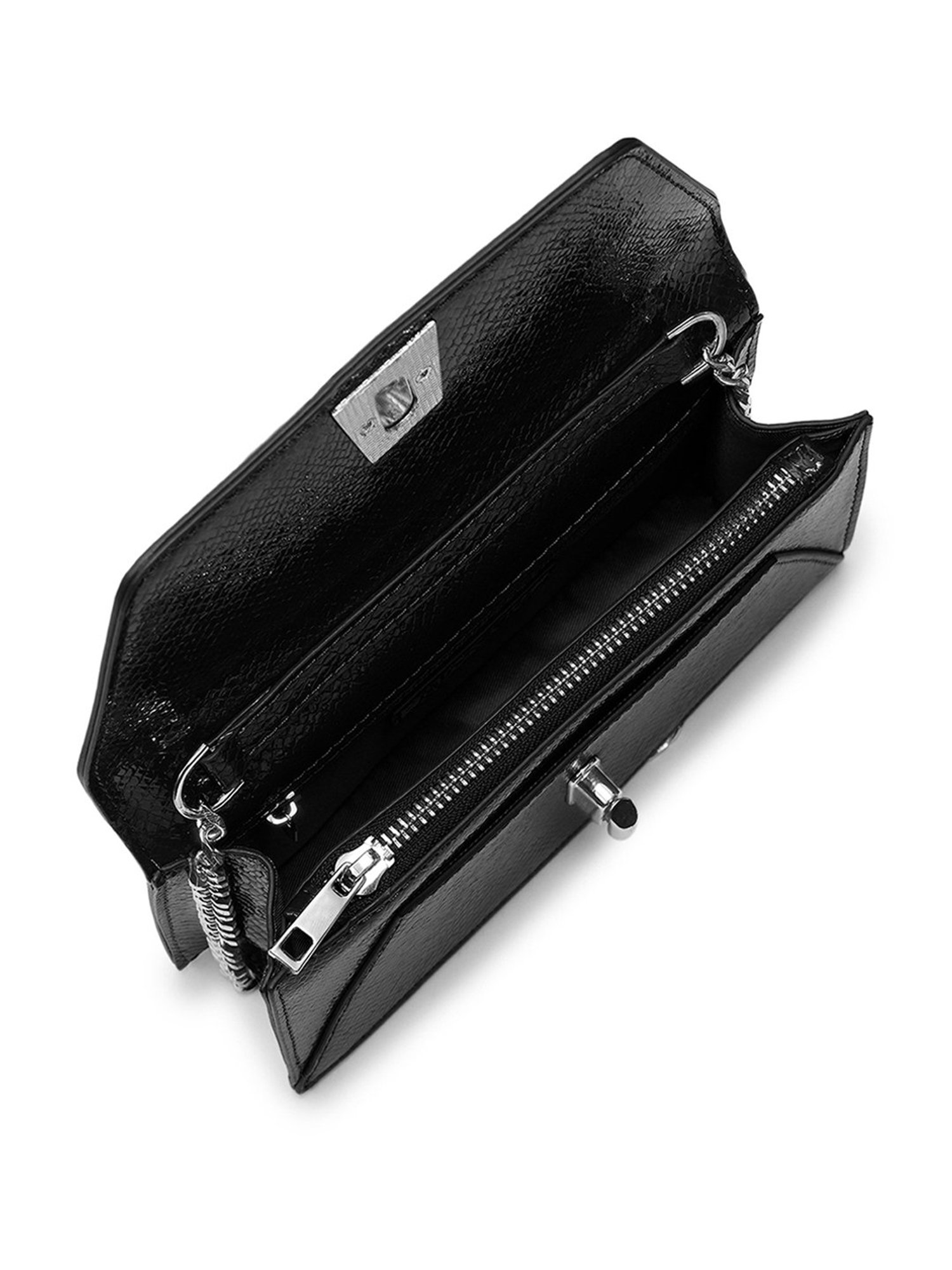 Miraggio Miley Black Textured Small Cross Body Bag