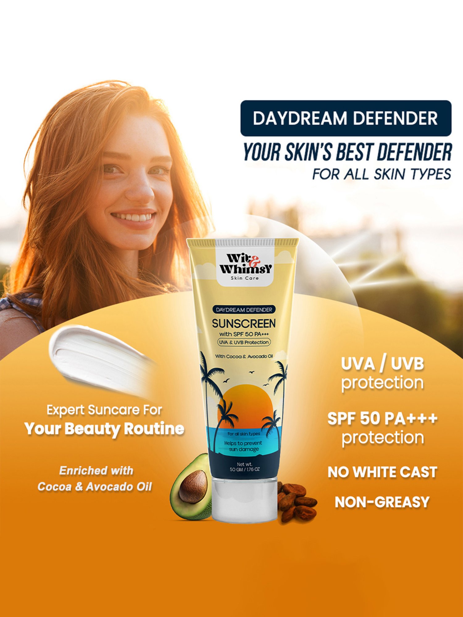 Wit & Whimsy Daydream Defender Suncreen with SPF 50 PA+++ - 50 gm