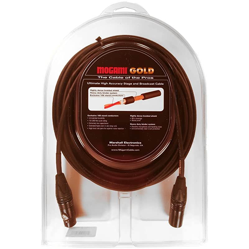 Gold STAGE-30 XLR Microphone Cable, XLR-Female to XLR-Male, 3-Pin, Gold Contacts, Straight Connectors, 30 Foot