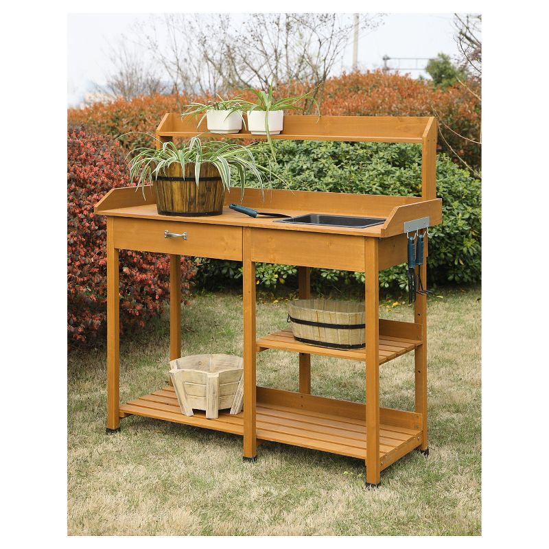 Galvanized Potting Bench Gray - Poly-Tex