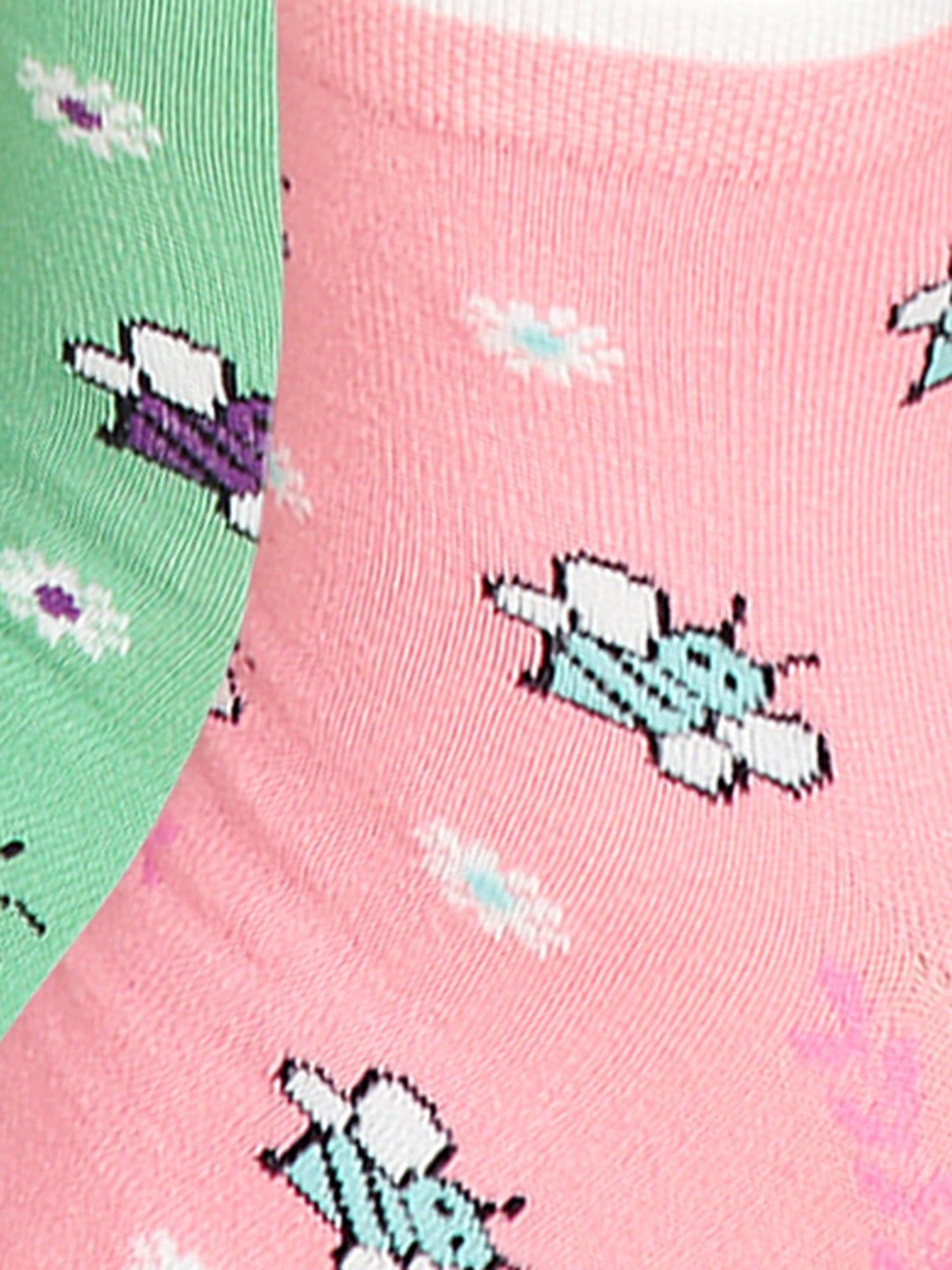 Bodycare Pink & Green Printed Socks (Pack Of 2)