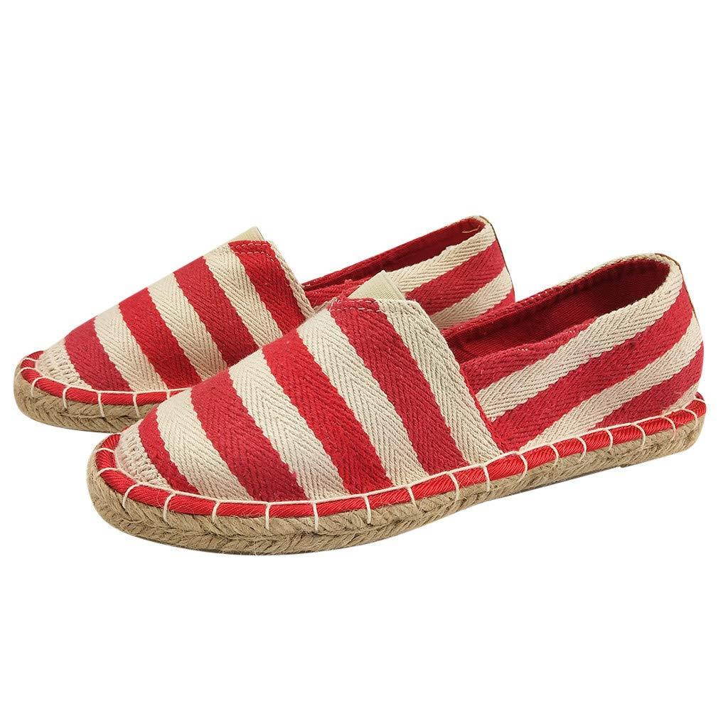 Shusuen Women's Step Glow Slip Loafer Flat Striped Flat Shoes for Women