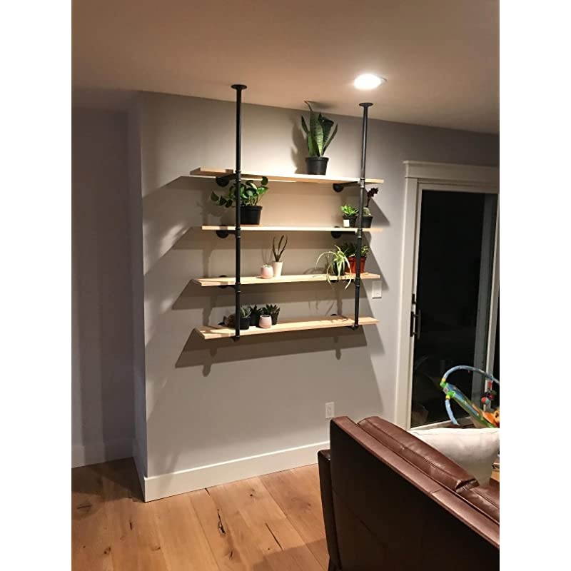 Retro Wall Mount Iron Pipe Shelf Hung Bracket Diy Storage Shelving Bookshelf 2 pcs