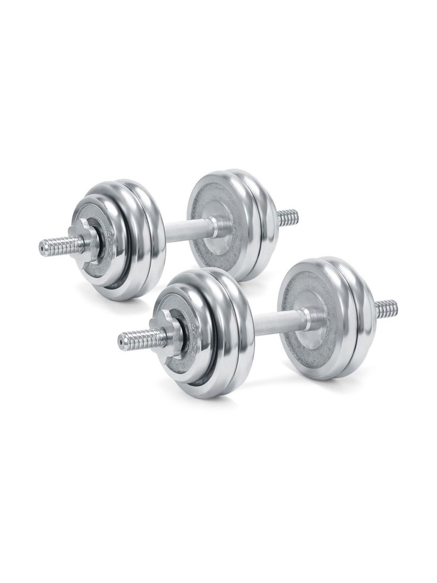 KAKSS Cast Iron Chrome Plated Dumbbells (Silver) Size - 30KG