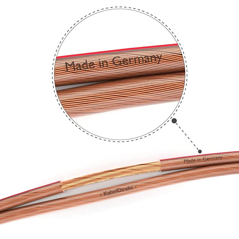 Audio Speaker Wire Cable 50 feet Made in Germany Pure Copper OFC 14 AWG Gauge For HiFi Speaker and Systems