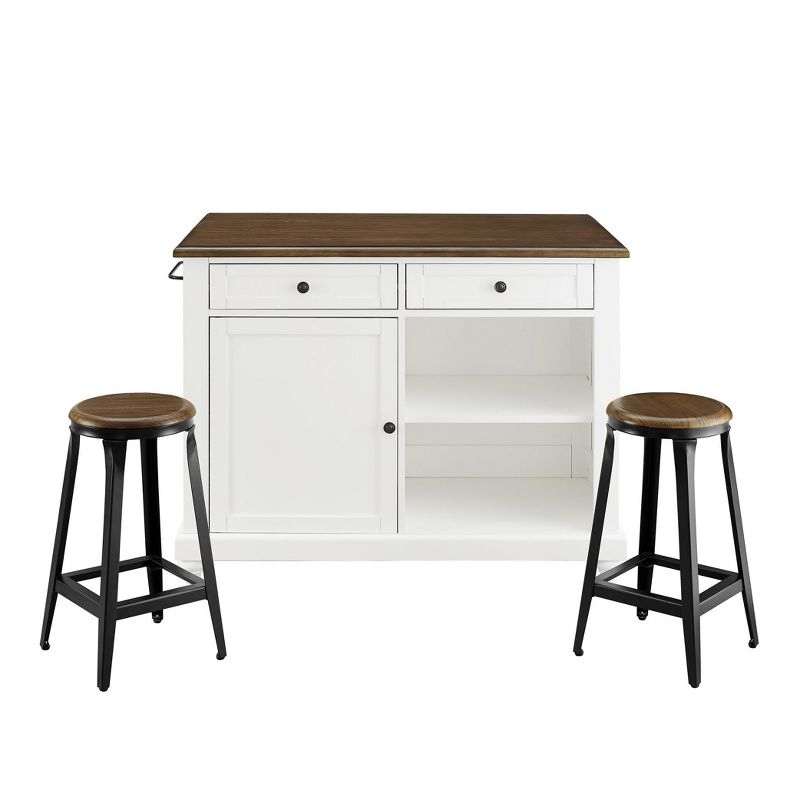 Mona Kitchen Island with 2 Stools White - Dorel Living