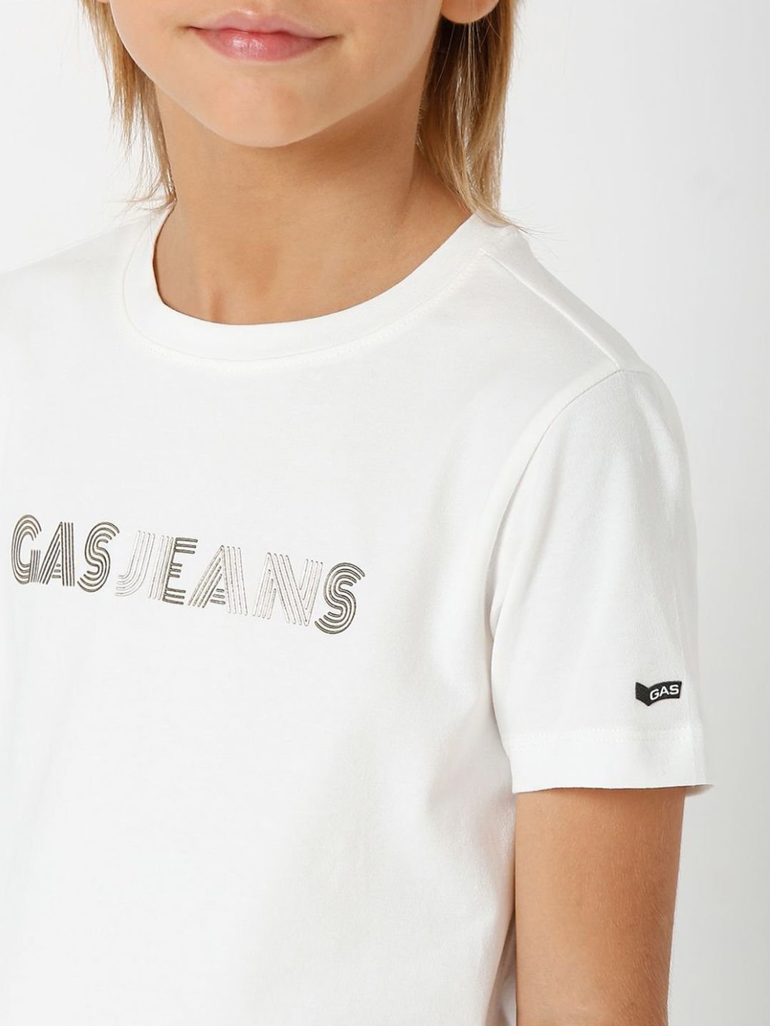 Gas Kids White Printed T-Shirt