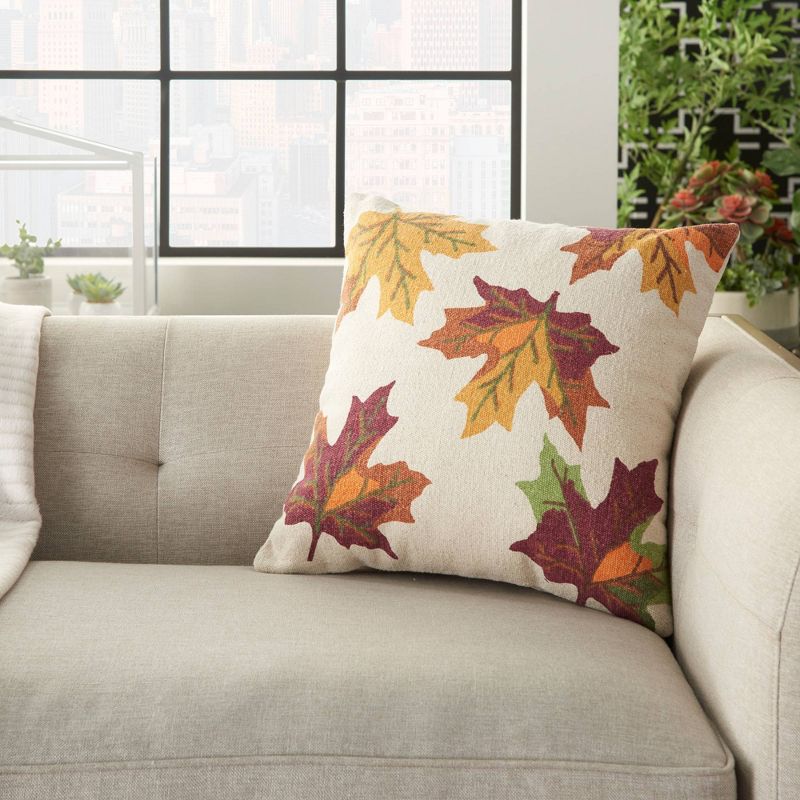 20"x20" Holiday Leaves Throw Pillow Ivory - Nourison