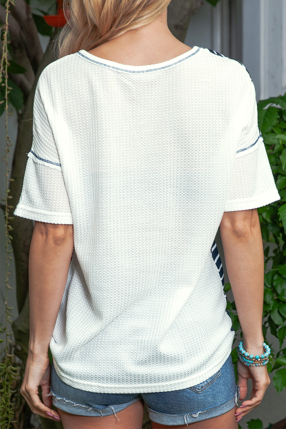 Gibson & Latimer Jewel Neck Basic Stripe Tee