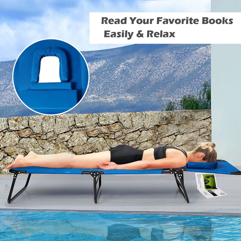 Costway Folding Chaise Lounge Chair Adjustable Outdoor Patio Beach Camping Recliner