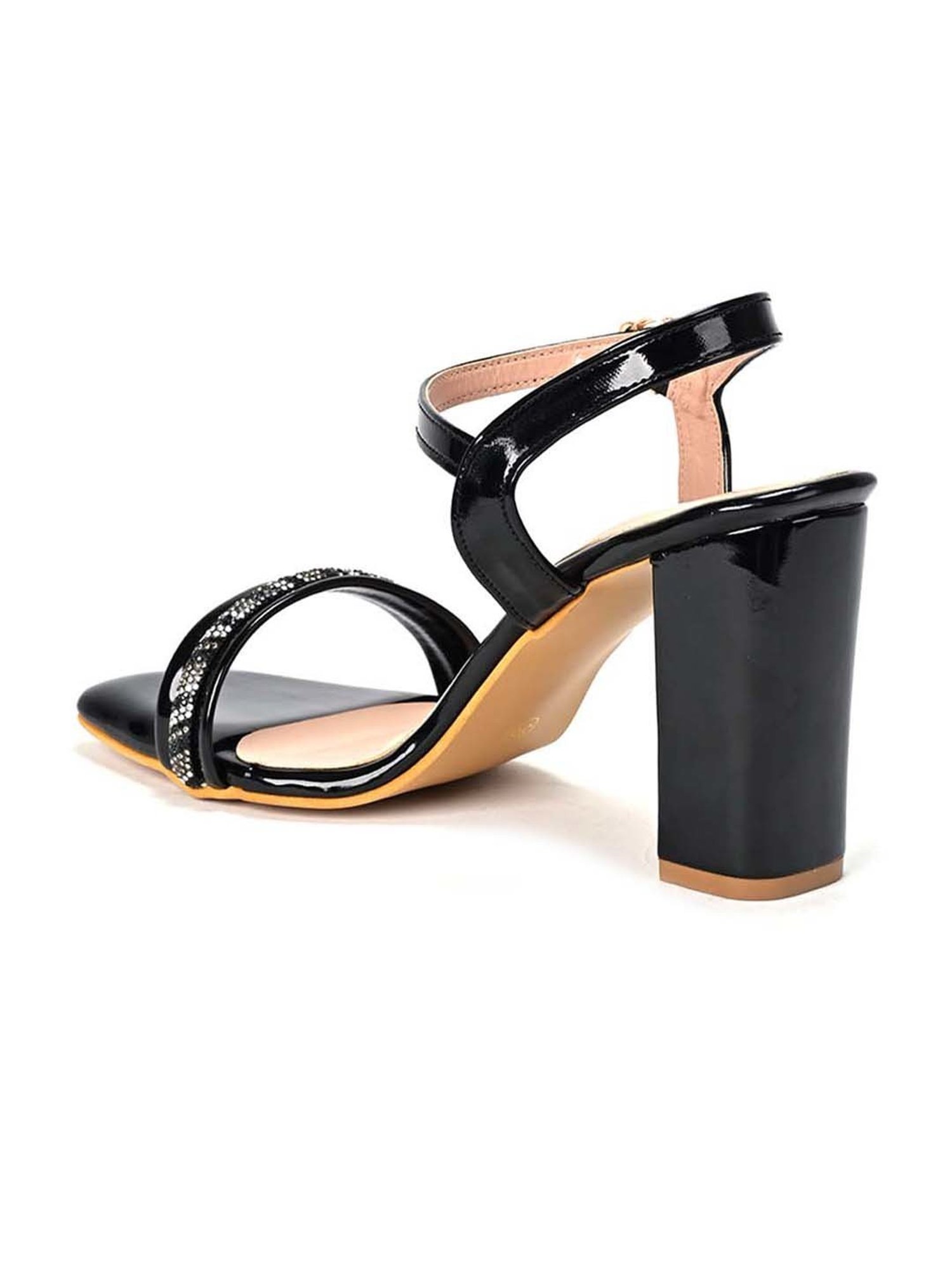 Scentra Women's Black Ankle Strap Sandals