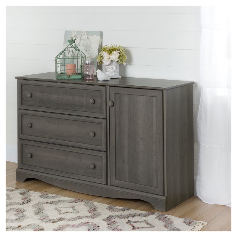 Savannah 3 Drawer Dresser with Door Gray Maple - South Shore